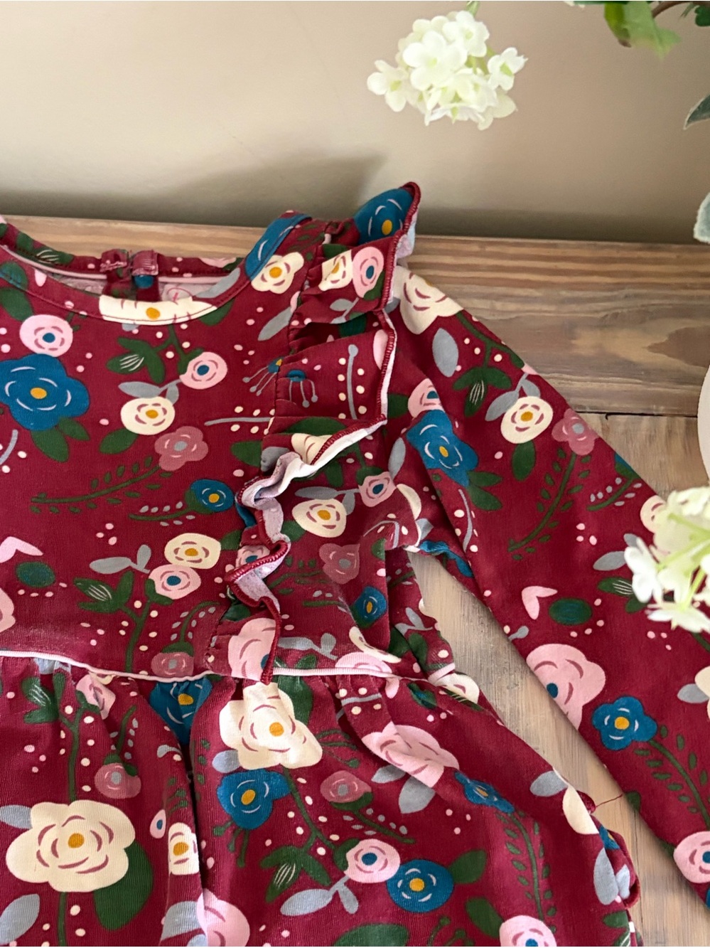 Ruffle Butts Burgundy Floral Bubble Romper 💗
